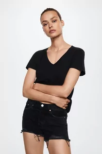 Koszulki i topy damskie - Mango t-shirt Luki damski kolor czarny - grafika 1