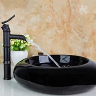 Umywalki - bateria umywalkowa retro + umywalka ALICE czarna - czarny - miniaturka - grafika 1