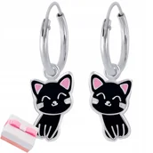 Biżuteria dla dzieci - Kolczyki srebrne dla dzieci dziewczynki kotki dla dzieci wiszące srebro - miniaturka - grafika 1