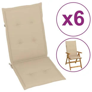 vidaXL Poduszki na krzesła ogrodowe, 6 szt., beżowe, 120x50x4 cm 314107 - Poduszki ogrodowe - miniaturka - grafika 1