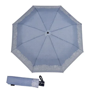 Parasol damski Doppler Fiber półautomatyczny składany błękitny w kwiaty - Parasole - miniaturka - grafika 1