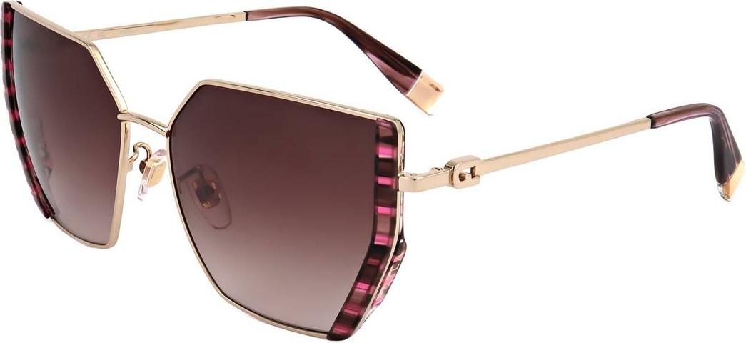 Damskie okulary przeciwsłoneczne Furla SFU786V 0AHL SHINY HAVANA FUXIA 57/16/140
