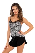 Piżamy damskie - Piżama Zebra Top 1/2 Black - miniaturka - grafika 1