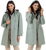 Kurtki damskie - Kurtka Damska Parka Przeciwdeszczowa z Kapturem JASNY ZIELONY MORAJ L - miniaturka - grafika 1