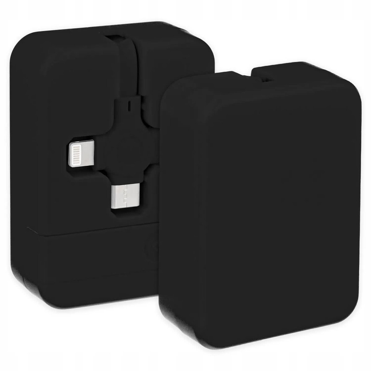 KABEL ZAWIJANY 3W1 LIGHTING USB-C MICRO-USB CZARNY