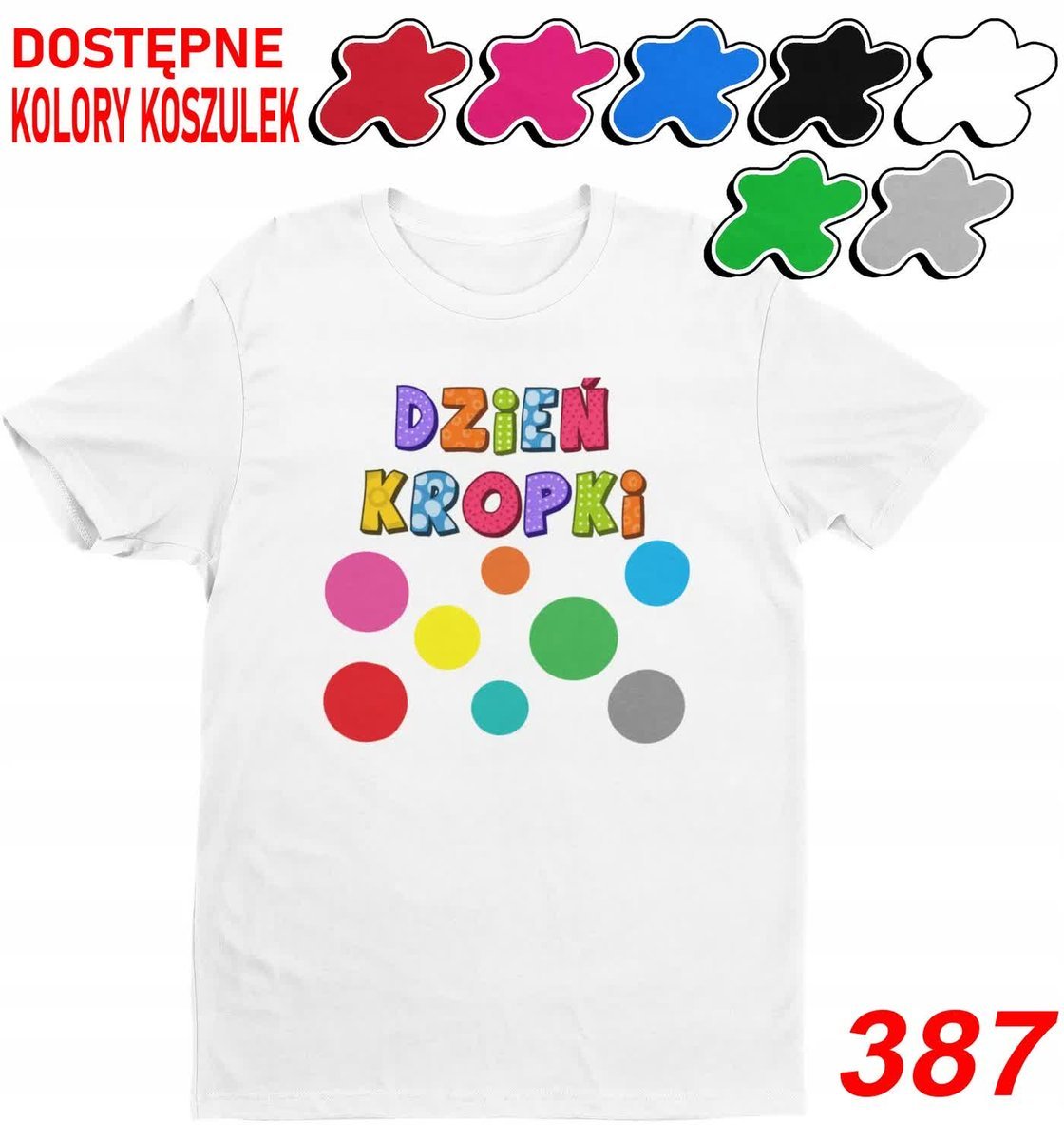 Dziecięca Koszulka Z Nadrukiem Kropki Duży Wybór -M 134-140