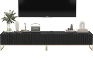 Szafki RTV - Uniwersalna Komoda RTV Szafka RTV Glamour Czarny Mat Stolik 220 cm Zestaw Ramy metalowe - miniaturka - grafika 1
