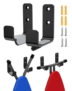 MUSVOH Uchwyt ścienny na deskę do prasowania, wieszak na deskę do prasowania ze stali nierdzewnej do pralni, regulowany uchwyt dystansowy hak uchwyt ścienny, czarny - Akcesoria i części do żelazek - miniaturka - grafika 1