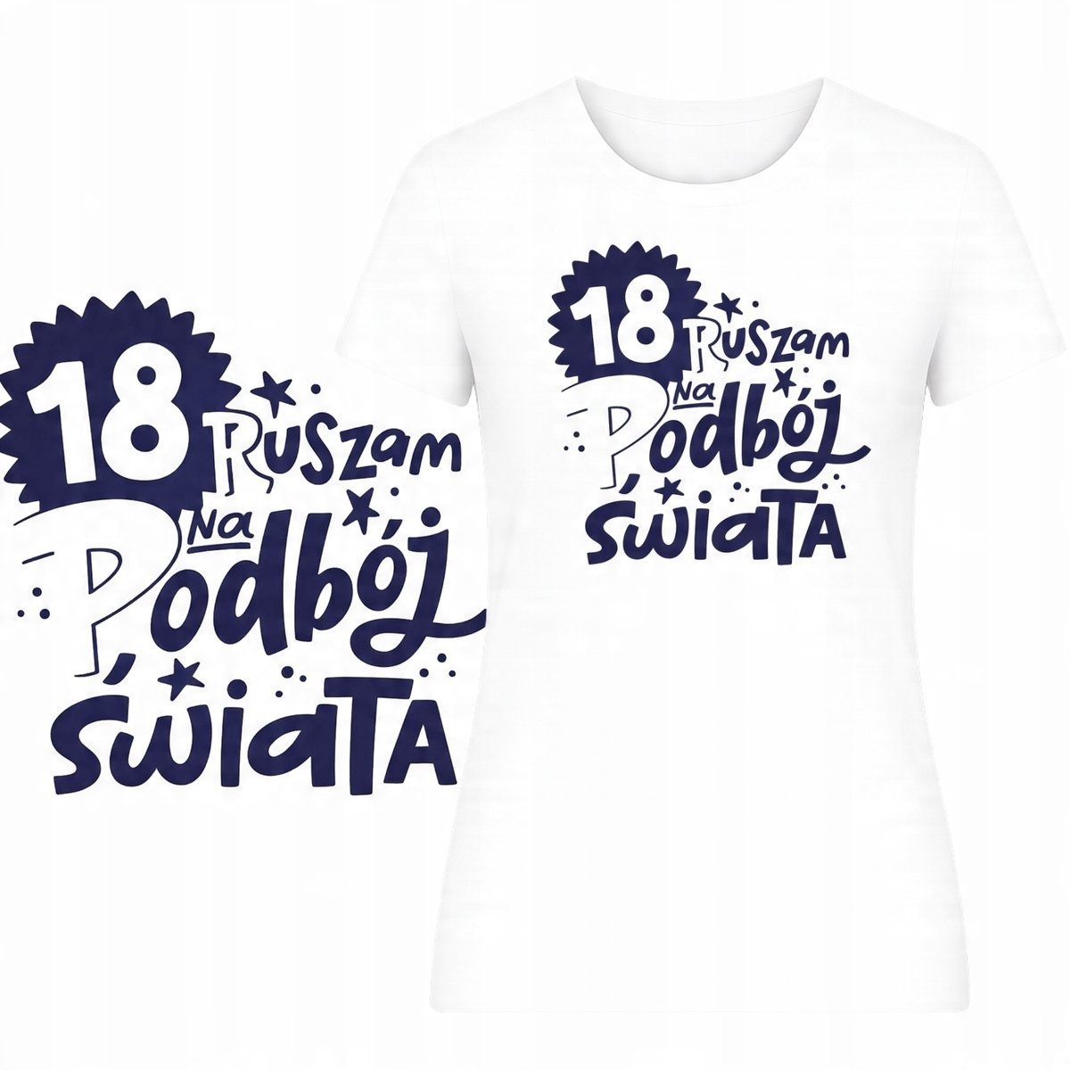 T-Shirt Damski Koszulka Super Nadruk 18 Urodziny Prezent Osiemnastka M