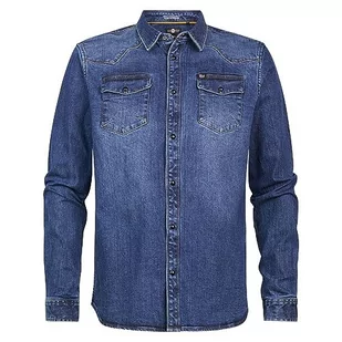 Petrol Industries Men Shirt Long Sleeve Denim Koszulka męska, Dark Indigo, XXL - Koszulki męskie - miniaturka - grafika 1