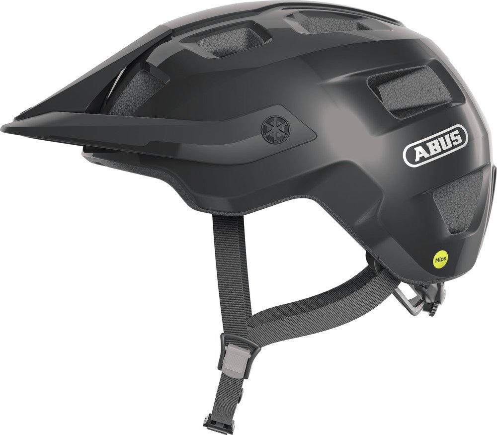 Kask ABUS MTB MoTrip MIPS - kask rowerowy do bezpiecznego wprowadzenia do kolarstwa górskiego - z ochroną przed uderzeniami - dla mężczyzn i kobiet - czarny błyszczący, rozmiar M