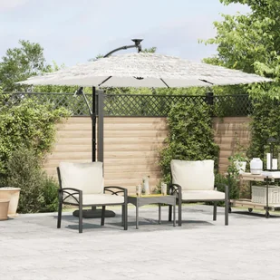 Parasol ogrodowy na stalowym słupku, biały, 269x269x235 cm - Parasole ogrodowe - miniaturka - grafika 1