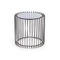 Ławy i stoliki kawowe - Stolik Kawowy Okrągły Szklany Czarny Amina Halmar - miniaturka - grafika 1