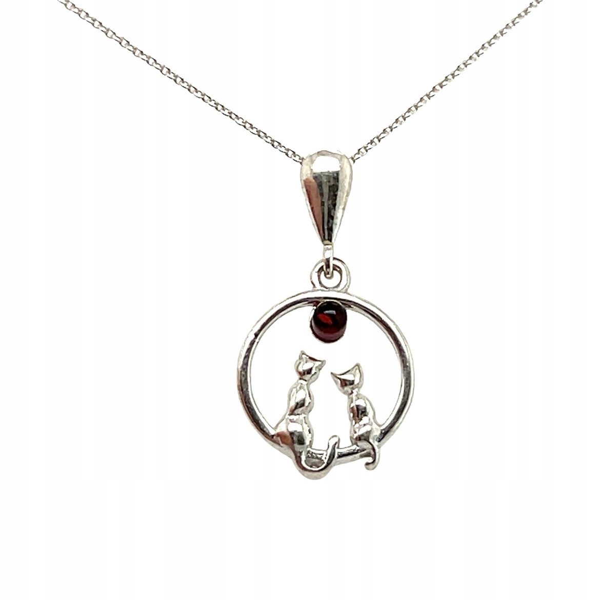 Wisiorek srebrny z bursztynem KOTEK ZAWIESZKA KOTKI ze srebra