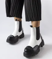 Botki damskie - Czarno-białe wsuwane botki Albany-37 - miniaturka - grafika 1