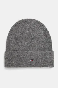 Tommy Hilfiger czapka z domieszką wełny kolor szary z cienkiej dzianiny AW0AW16633 - Czapki damskie - miniaturka - grafika 1