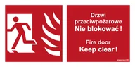 Systemy ekspozycyjne i znaki informacyjne - BC050 DRZWI PRZECIWPOŻAROWE, NIE BLOKOWAĆ ! FIRE DOOR, KEEP CLEAR ! LEWOSTRONNE, FS - FOLIA SAMOPRZYLEPNA FOTOLUMINESCENCYJNA; (800X400MM) - miniaturka - grafika 1