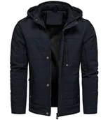 Kurtki męskie - Elegancka kurtka męska przejściowa granatowa z kapturem Recea - miniaturka - grafika 1
