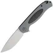 Scyzoryki - Petrified Fish PFB03 Stamp Satin D2 Włókno Węglowe z Szarym G10 PFB03GAS - miniaturka - grafika 1