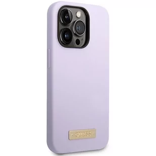 Guess GUHMP14LSBPLU iPhone 14 Pro 6,1" fioletowy/purple hard case Silicone Logo Plate MagSafe - Etui i futerały do telefonów - miniaturka - grafika 4