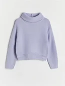 Swetry dla dziewczynek - Reserved - Sweter z szerokim golfem - lawendowy - miniaturka - grafika 1