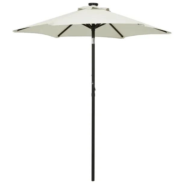 Parasol ogrodowy LED, przechylny, 200x211 cm, piaskowy/ciemnoszary, alumini