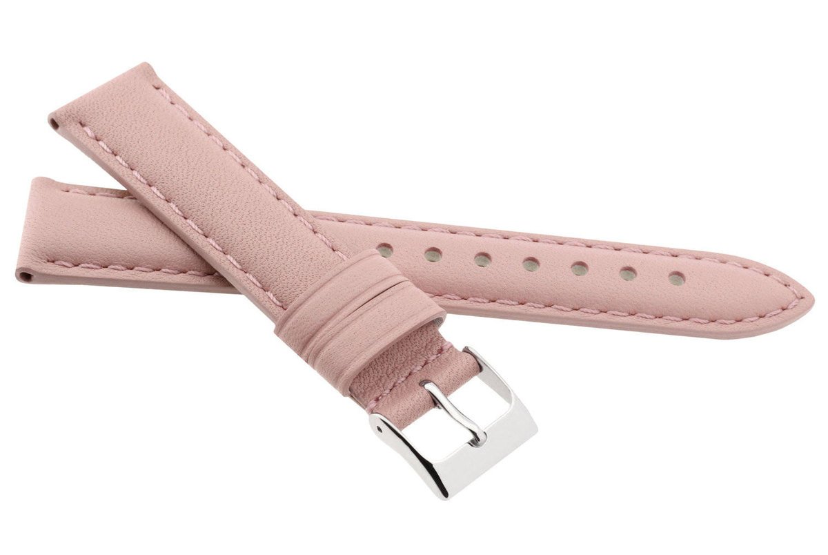 Skórzany pasek do zegarka 18 mm JVD R41326-18 pastelowy róż