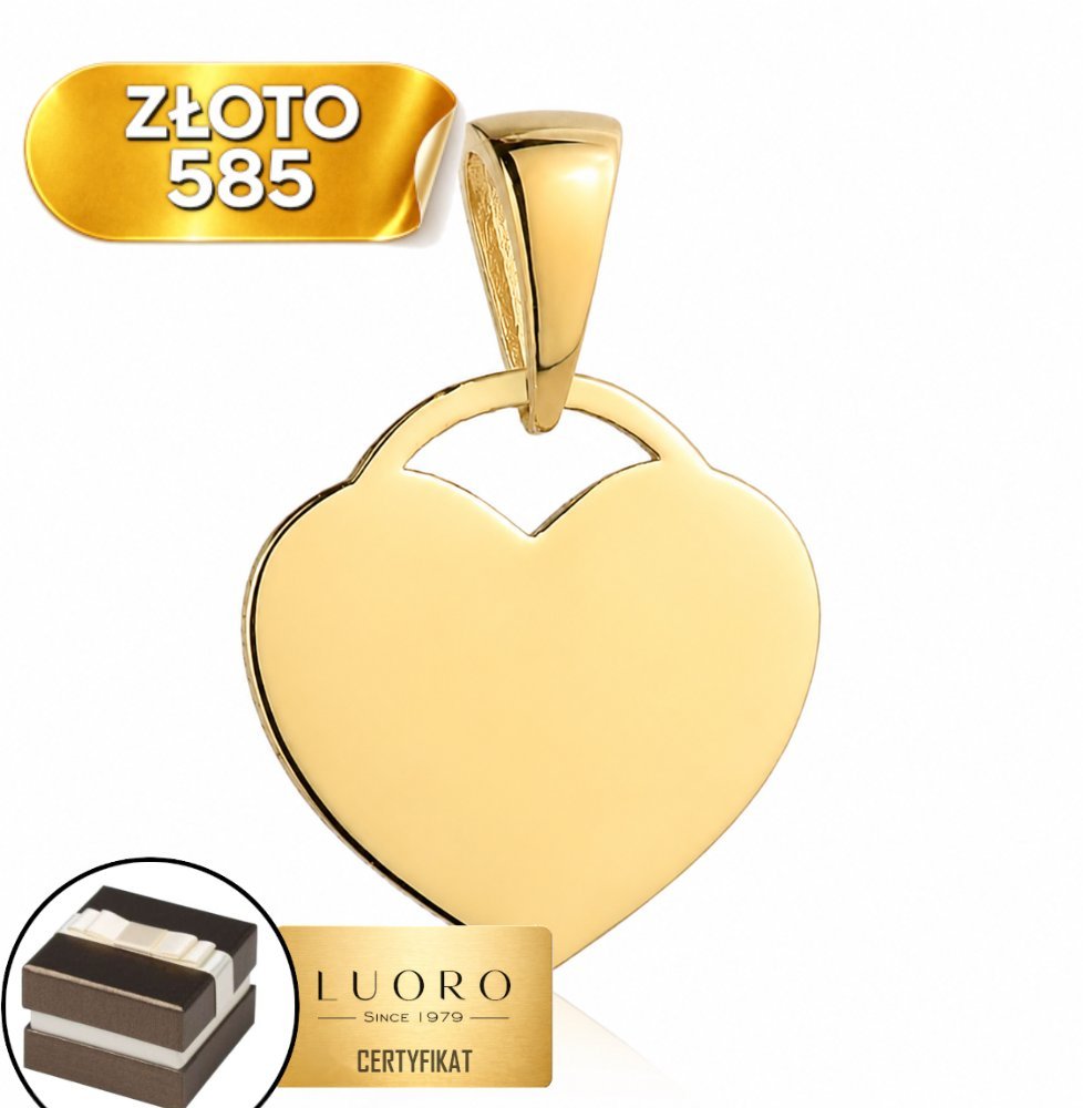 ZAWIESZKA ZŁOTA 585 14K PŁASKIE SERCE ŚREDNIE 1,8 CM ELEGANCKA KLASYKA