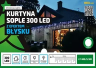 Oświetlenie świąteczne - Multimix.pl Kurtyna Sople LED 14,5 m 300 LED EFEKT FLASH wył czasowy zewnętrzne oświetlenie świąteczne NR 1785 Wielokolorowy błyska zimny biały) OLT-300/S/5M/M - miniaturka - grafika 1