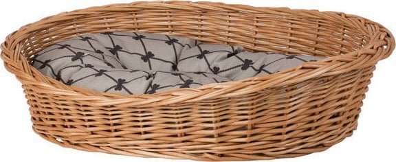 WickerPL Owalne wiklinowe legowisko dla zwierząt z obniżonym brzegiem 40x30 H14 cm