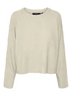 Swetry damskie - Vero Moda Sweter w kolorze beżowym - miniaturka - grafika 1