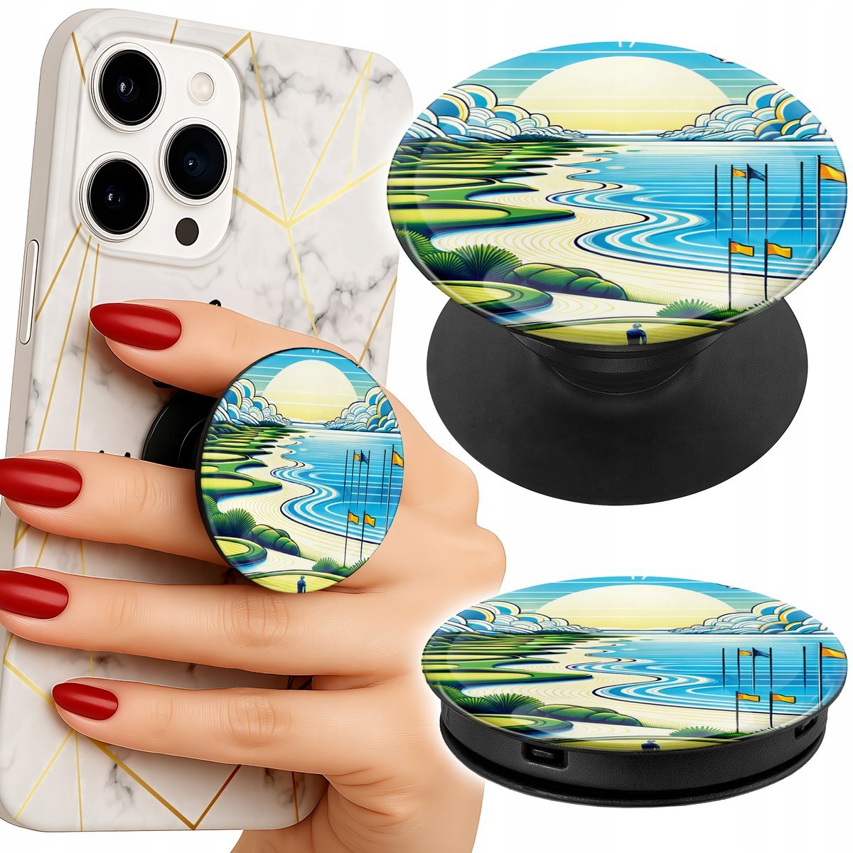 Uchwyt do telefonu Popsocket na palce/stojak GOLF POLE SPORT