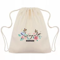 Plecaki szkolne i tornistry - WORKO-PLECAK BEŻOWY Na Buty KWIATY MOTYLE Wzory - miniaturka - grafika 1