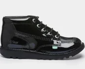 Botki damskie - Kickers Dziecięce Trzewiki Czarne Lakierowane Skóra 34 Jjd - miniaturka - grafika 1