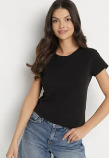 Czarny Bawełniany Klasyczny T-shirt Lunolia - Koszulki i topy damskie - miniaturka - grafika 1