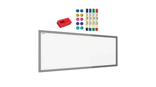 Allboards Tablica suchościeralna magnetyczna biała 30x70cm rama drewniana srebrna TM37S - Tablice i flipcharty - miniaturka - grafika 1