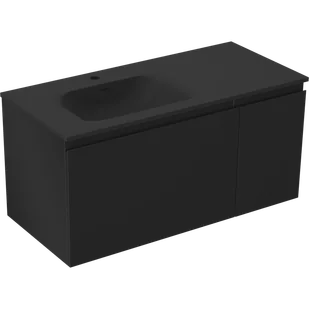 Mexen Orio szafka łazienkowa 90 cm z umywalką Vela lewą, 1S, 1D, czarna mat - 91A13-09047-3-BBFF71-W23L71 - Szafki łazienkowe - miniaturka - grafika 1
