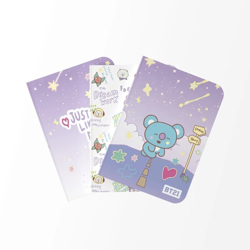 ZESZYT A6 BT21 KOYA W LINIE KROPKI GŁADKI DO SZKOŁY ZESTAW 3SZT, 32 KARTKI