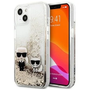 Karl Lagerfeld Liquid Glitter Karl & Choupette - Etui iPhone 13 (złoty) KLHCP13MGKCD - Etui i futerały do telefonów - miniaturka - grafika 1