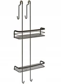 Półki łazienkowe - Czarna wisząca półka łazienkowa dwupoziomowa Origin - Metaltex - miniaturka - grafika 1