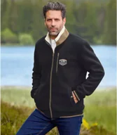 Bluzy męskie - Polarowa bluza z podszewką sherpa Mężczyzna Atlas For Men - Kolor : Czarny - Rozmiar : 4XL - miniaturka - grafika 1