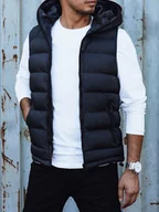 Kamizelki męskie - Kamizelka męska pikowana z kapturem granatowa Dstreet TX4751 - miniaturka - grafika 1