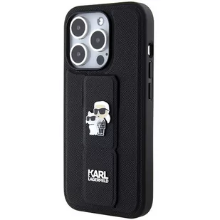 Etui Karl Lagerfeld KLHCP15XGSAKCPK Apple iPhone 15 Pro Max hardcase Gripstand Saffiano Karl&Choupette Pins czarny/black - Etui i futerały do telefonów - miniaturka - grafika 4