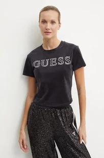 Guess t-shirt welurowy COUTURE kolor czarny V4BI29 KBXI2 - Koszulki sportowe damskie - miniaturka - grafika 1