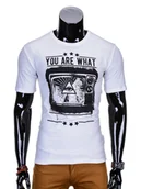 Koszulki męskie - T-shirt męski z nadrukiem - biały S816 - miniaturka - grafika 1