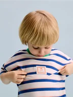 Bluzki dla niemowląt - Reserved - Bawełniany t-shirt w paski - złamana biel - miniaturka - grafika 1