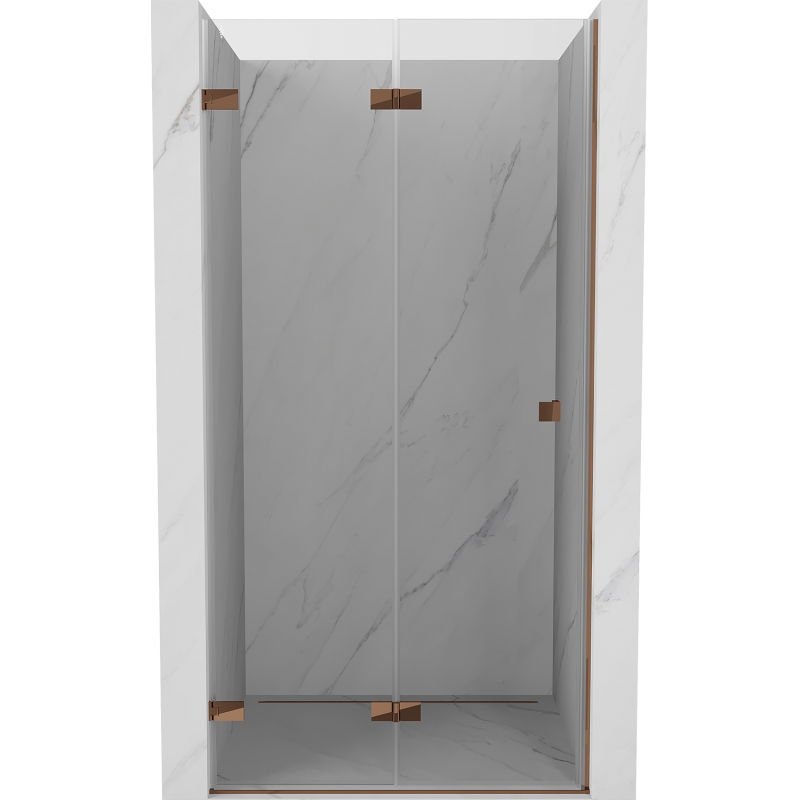 Mexen Lunar-F drzwi prysznicowe składane lewe 85 cm, transparent, różowe złoto - 836-085-000-60-00-L