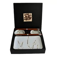 Zestawy do sushi - Sushi zestaw z pałeczkami GREY WITH WHITE PETALS MIJ 4 szt. - miniaturka - grafika 1