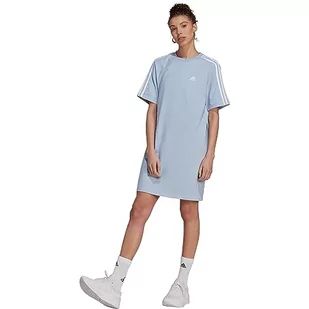 adidas Damska sukienka chłopięca Essentials z 3 paskami Single Jersey, XL, Cudowny niebieski/biały, XL - Sukienki - miniaturka - grafika 1