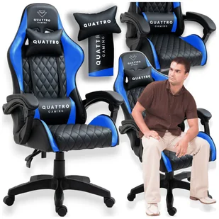Fotel Gamingowy Krzesło gracza Alpha Gaming Carbon Niebieski - Fotele gamingowe - miniaturka - grafika 1